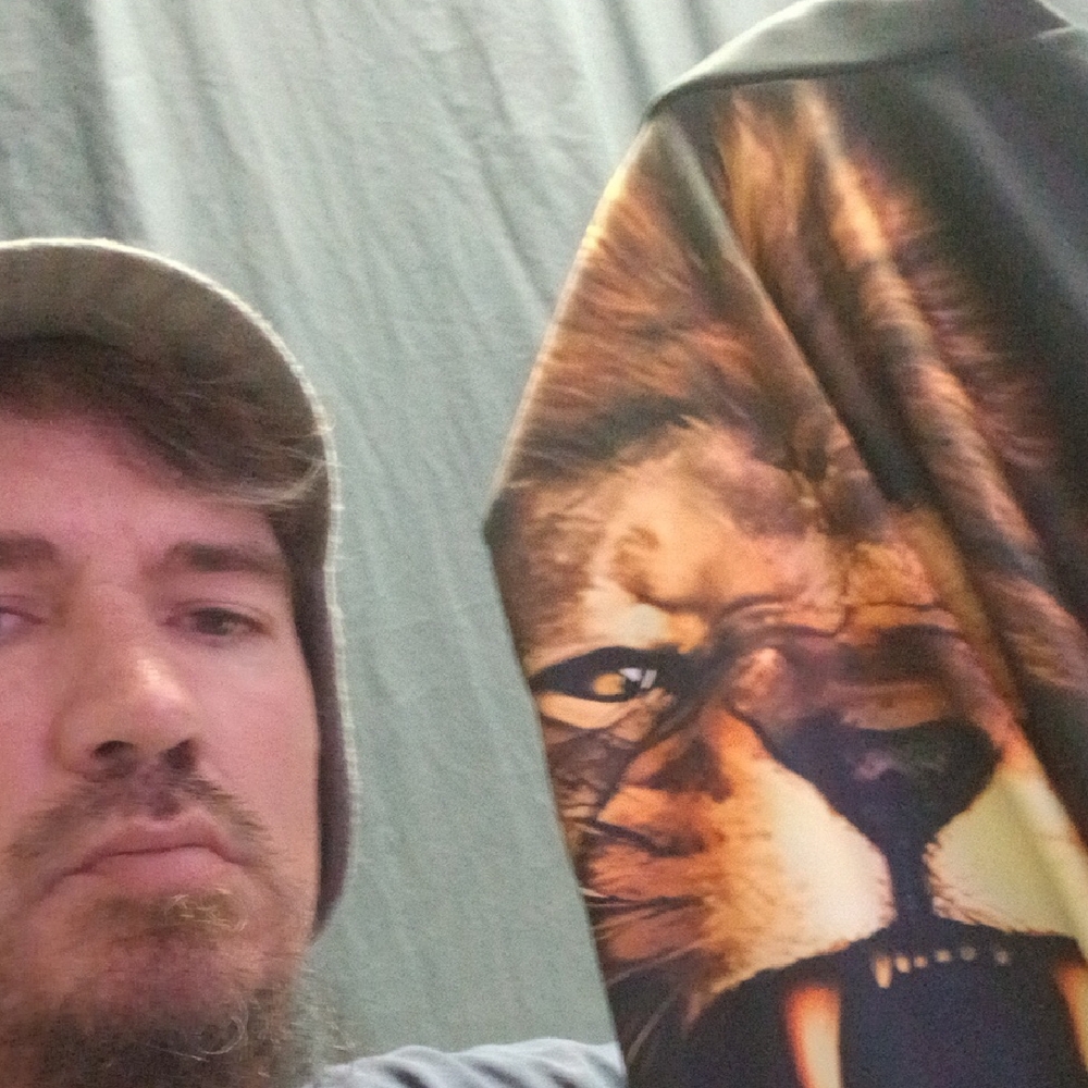 Men's Black and Brown Lion Graphic Hoodie and Sweatpants